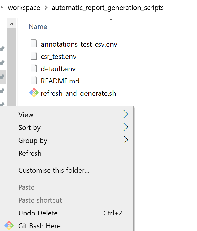 Screenshot of File Explorer with Git Bash Here